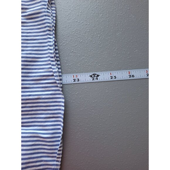 Talbots Tunic Blouse MP Blue Stripe Embroidered VNeck 3/4 Sleeves Lagenlook - Picture 7 of 7